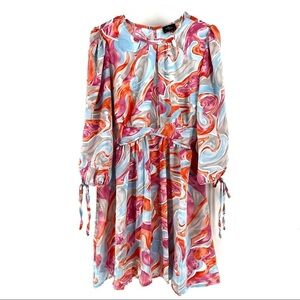 Milk & Honey Women's Printed Long Sleeve Mini Dress Retro Art to Wear